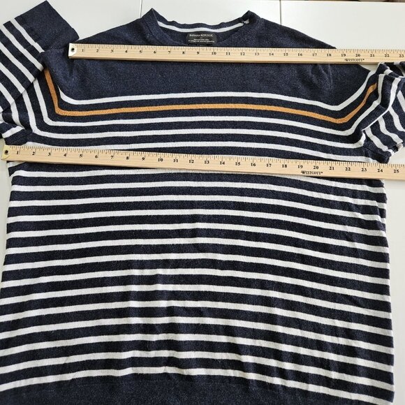Banana Republic Sweater Mens XL Multi Stripes LS Crew Neck Luxury Yarn Preppy - Picture 4 of 14